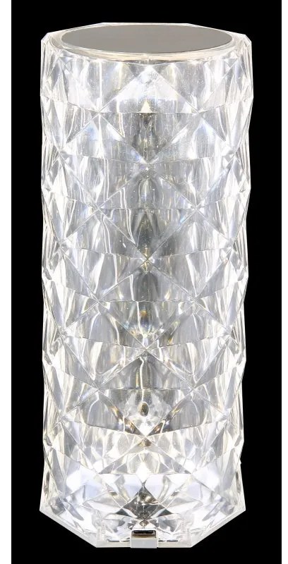 Lampa de masa cu baterii, plastic transparent cu efect de cristal Gixi alb 9cm