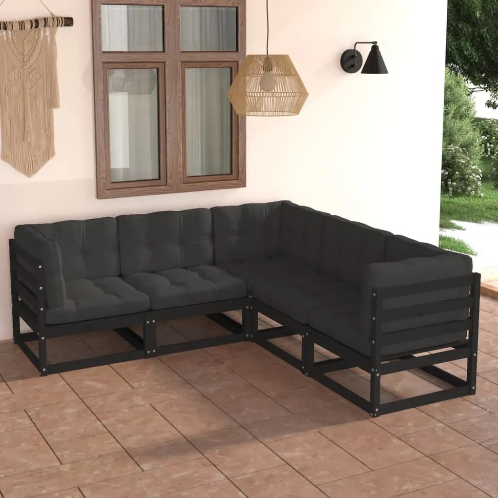 vidaXL Set mobilier de grădină cu perne, 5 piese, lemn masiv de pin