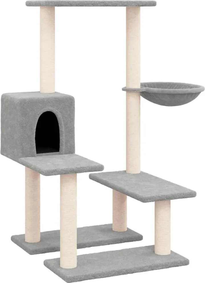 vidaXL Ansamblu pisici, stâlpi din funie sisal, gri deschis, 94,5 cm