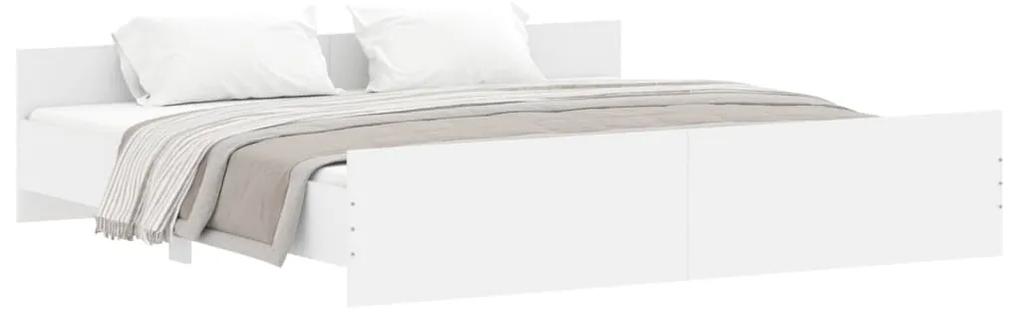 3203768 vidaXL Cadru pat cu tăblie la cap/picioare, alb, 180x200 cm