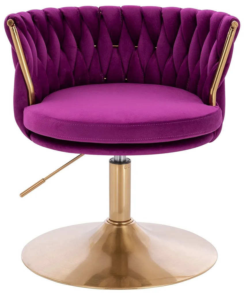 HR450N Scaun Fucsia din Catifea cu Bază Aurie