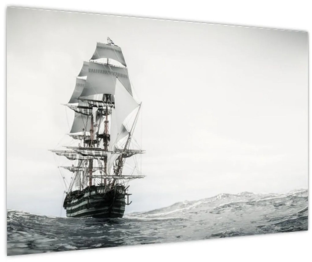 Tablou - O navă care navighează pe ocean (90x60 cm)