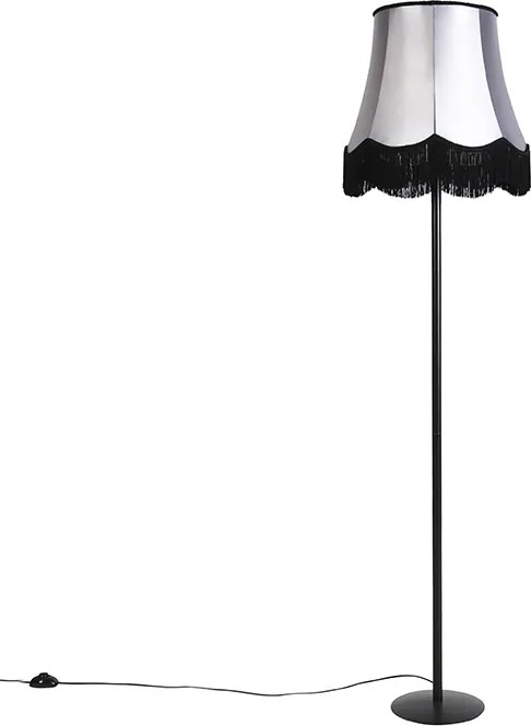 Lampă de podea retro neagră cu abajur Granny negru cu gri 45 cm - Simplo