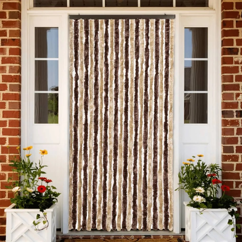 vidaXL Perdea pentru insecte, bej și maro deschis, 90x220 cm, Chenille