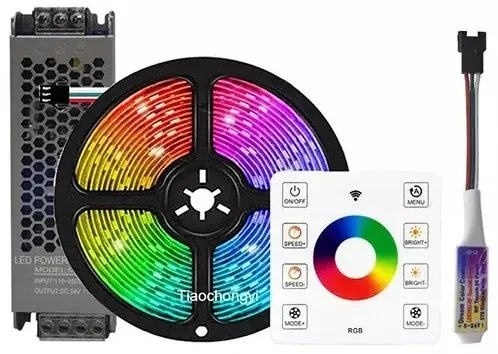 Kit Bandă LED Digitală RGB 14.4W/m 10m 24V cu Transformator 200W și Controler