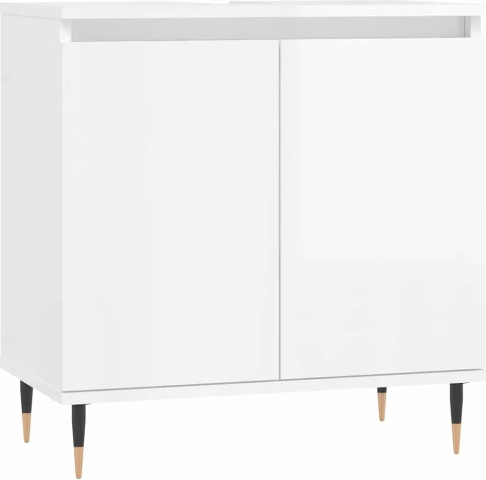 vidaXL Dulap de baie, alb extralucios, 58x33x60 cm, lemn prelucrat