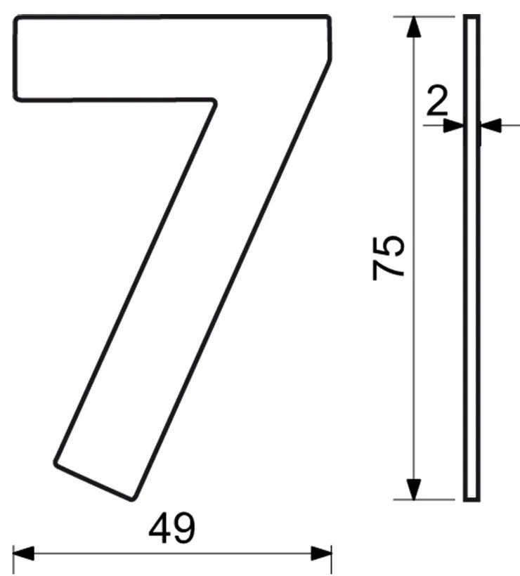 Număr casă 7", RN.75L, negru"