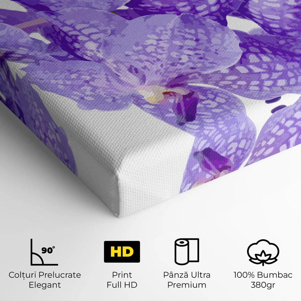 Tablou Canvas, 90x140cm, Dormitor si Living, Flori, Orhidee, Purple White Orchid