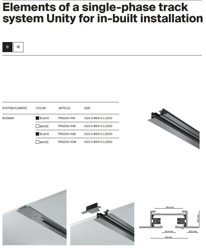 Accesoriu, Spot LED pentru sinele monofazate Unity, Vuoro negru 36W 4000K