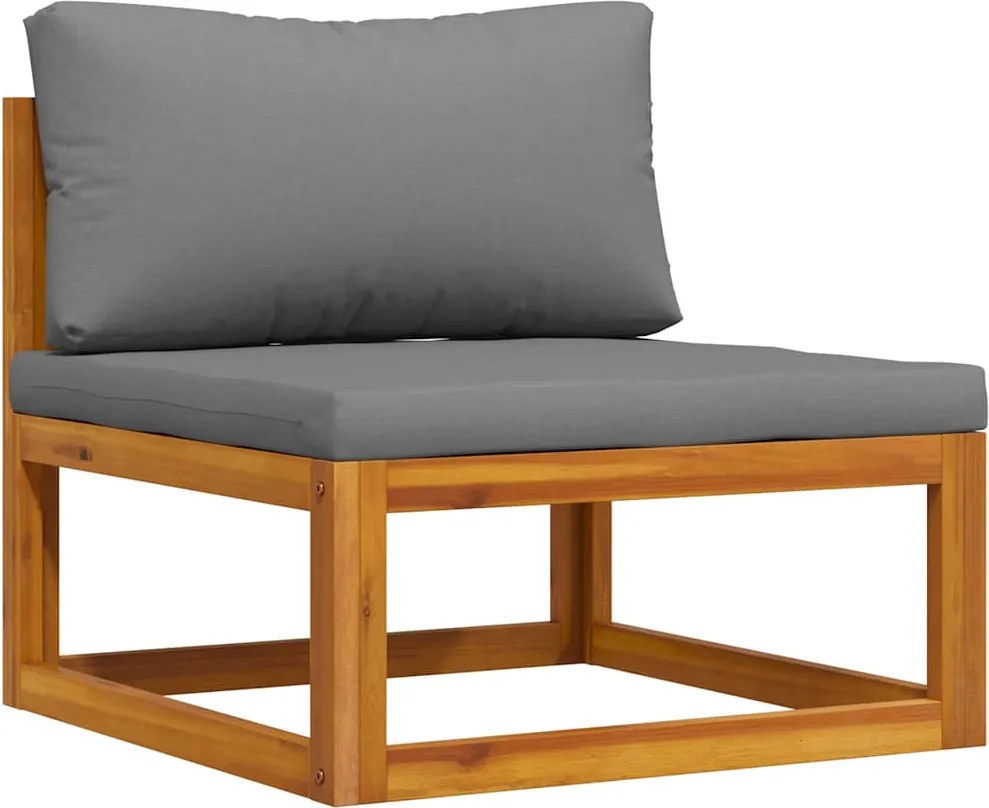 vidaXL Canapea de mijloc modulară, pernă gri închis, lemn masiv acacia