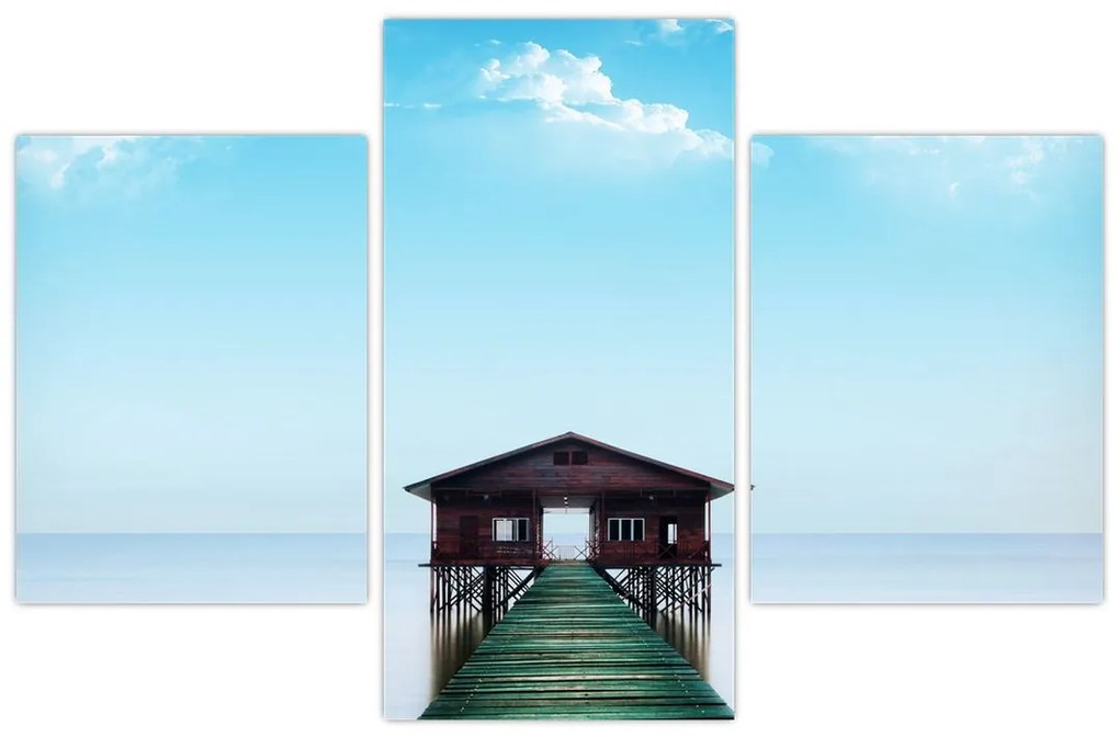 Tablou cu casă pe mare (90x60 cm)