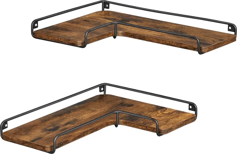 Raft de perete de colț LOFT, set 2 buc., maro/negru Vasagle