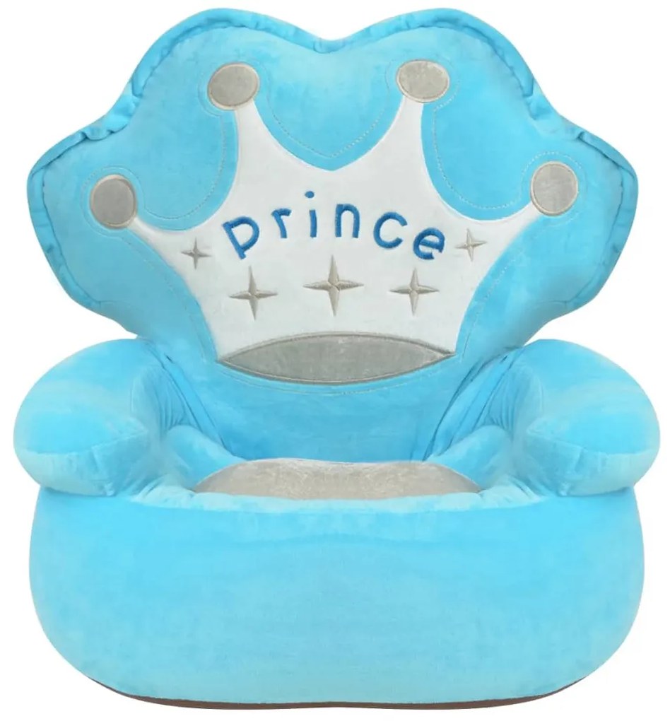 80157 vidaXL Scaun din pluș pentru copii, Prince, albastru