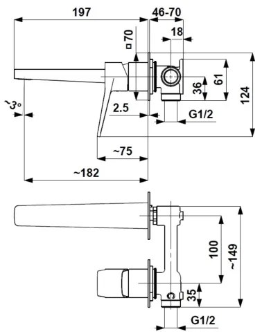 KFA Armatura 4529-810-61 - Baterie pentru lavoar MALAGA, montaj încastrat, gri metalizat