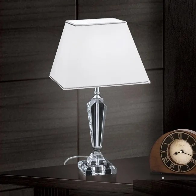 Veioza, lampa de masa design LUX VERONIQUE, crom/ abajur alb