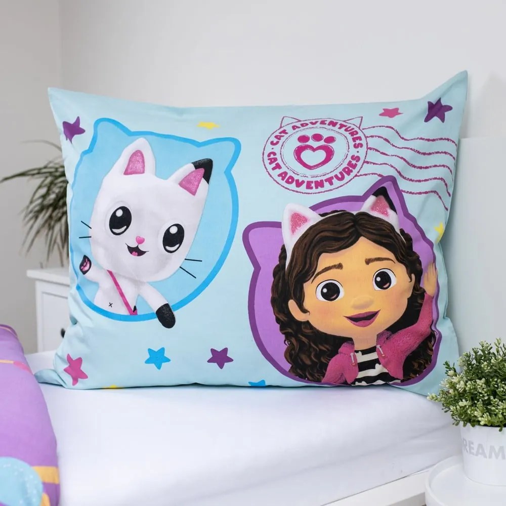 Lenjerie de pat pentru copii din bumbac pentru pat de o persoană 140x200 cm Gabby's Dollhouse "Balloon" – Jerry Fabrics