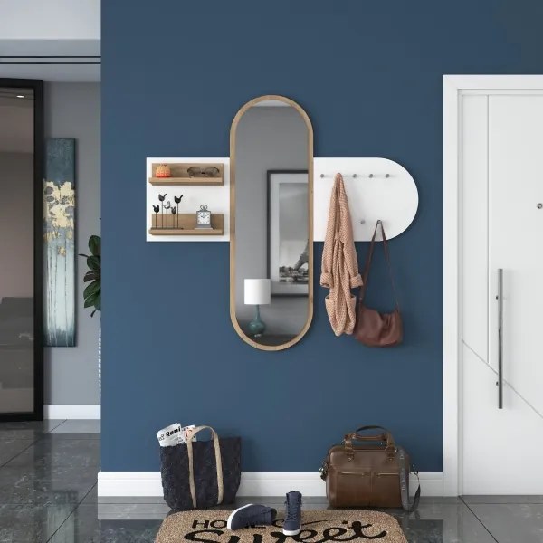 Oglindă de perete RANI 125x120 cm alb/maro