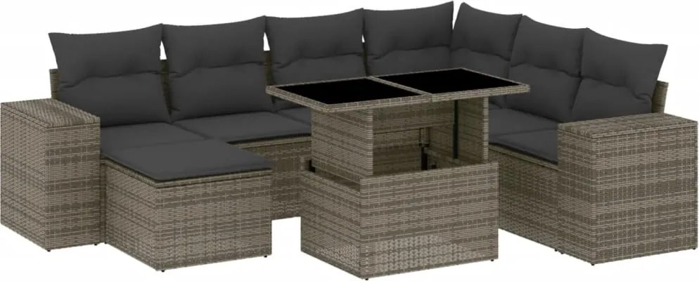 vidaXL Set canapele de grădină cu perne, 8 piese, gri, poliratan