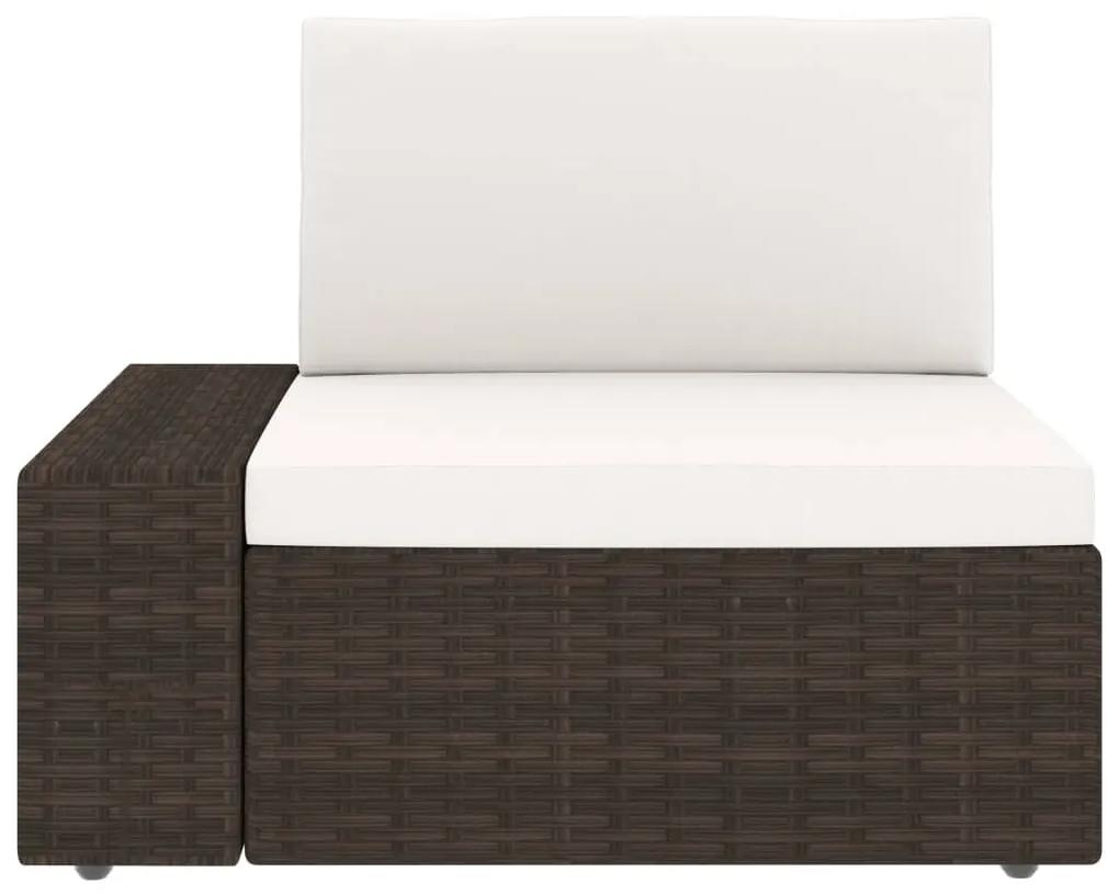 Canapea modulara cu 3 locuri, maro, poliratan 1, Maro, Canapea de colt (cotiera stanga) + canapea de colt (cotiera dreapta) + canapea de mijloc