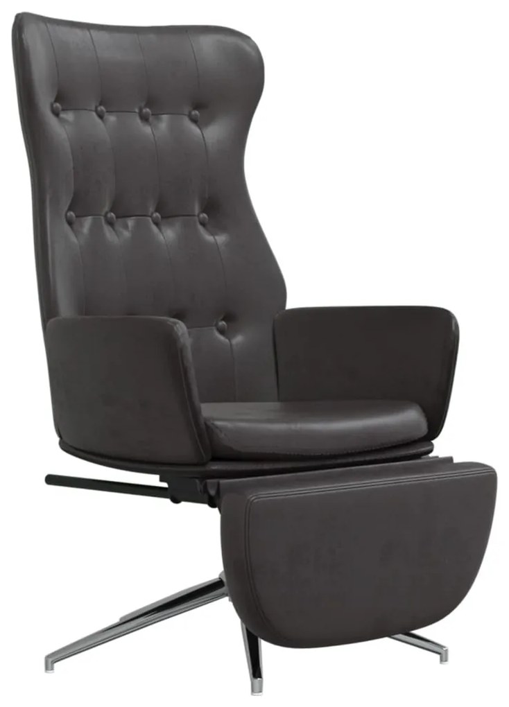 3097721 vidaXL Scaun de relaxare cu taburet, negru lucios, piele artificială