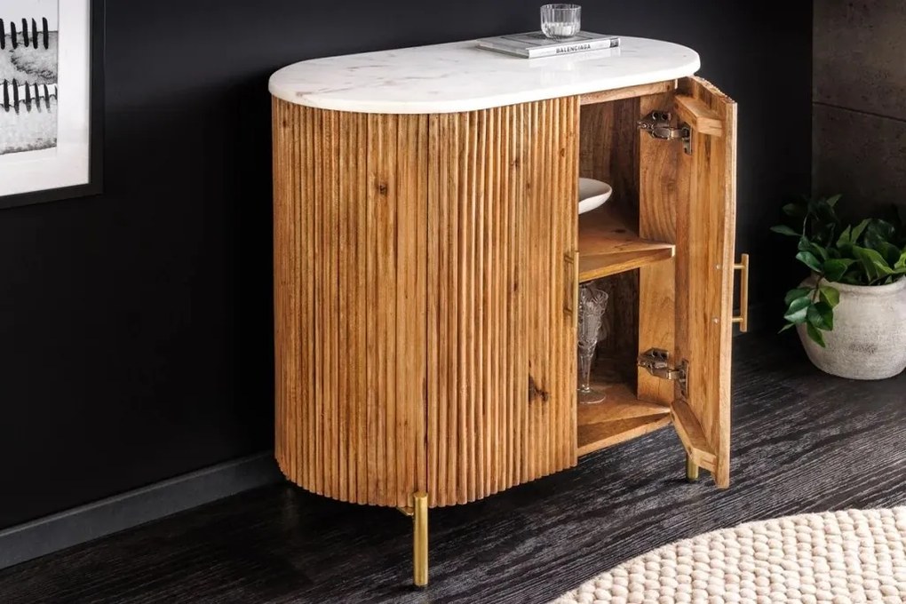 Comoda lemn de mango, marmura alba TRES CHIC 70cm