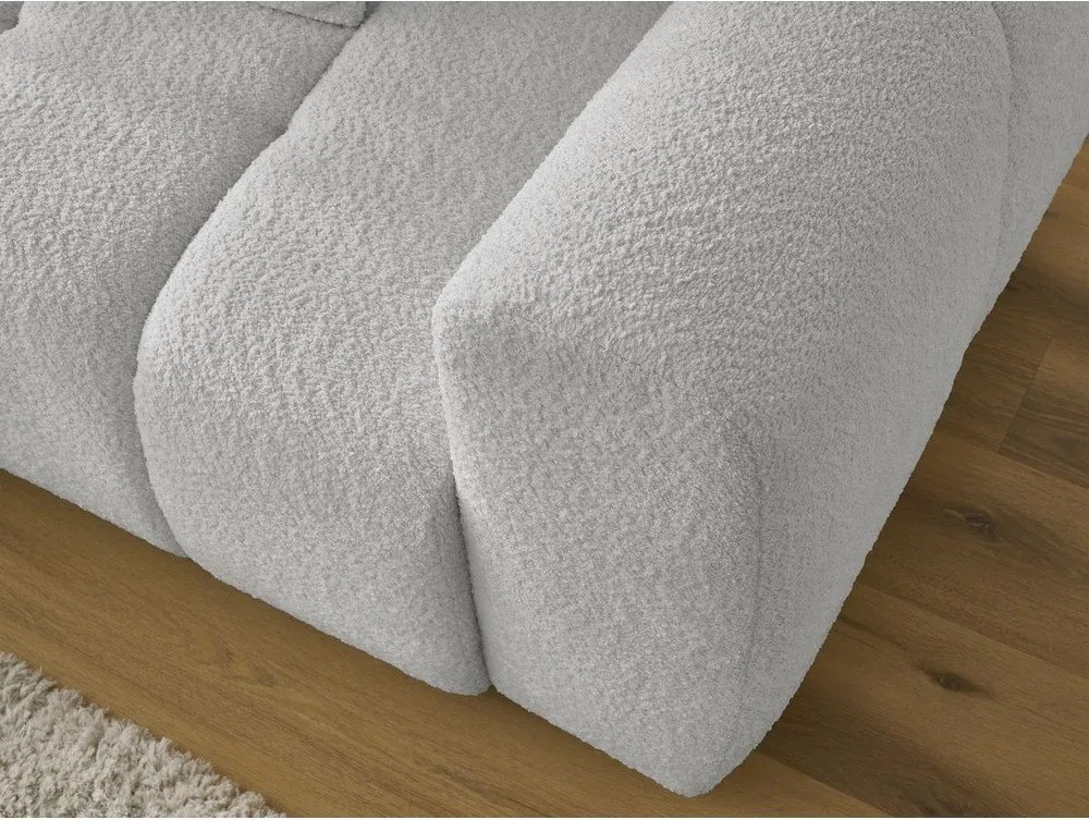 Colțar gri deschis extensibil/cu spațiu de depozitare cu tapițerie din țesătură bouclé (cu colț pe partea stângă/cu șezlong) Roxelane – Bobochic Paris