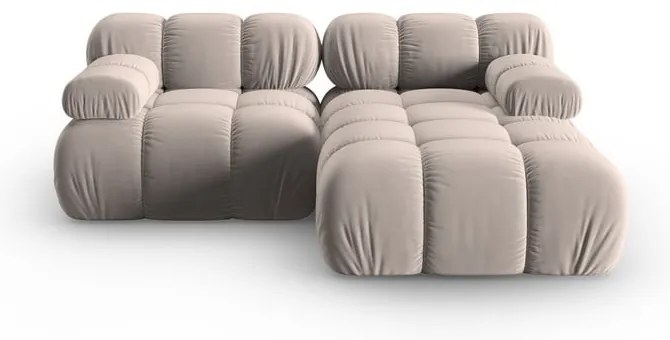 Colțar modular maro deschis cu tapițerie din catifea (cu colț pe partea dreaptă) Bellis – Micadoni