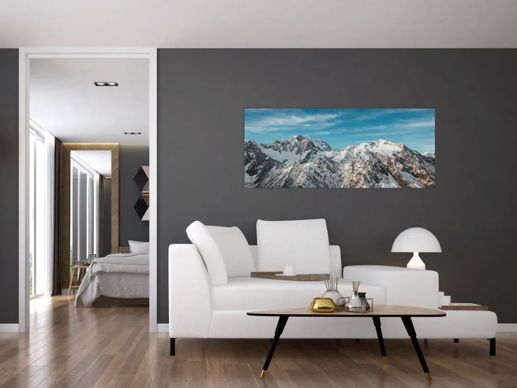 Tablou cu vârfuri înzăpeziți, Fiordland (120x50 cm)