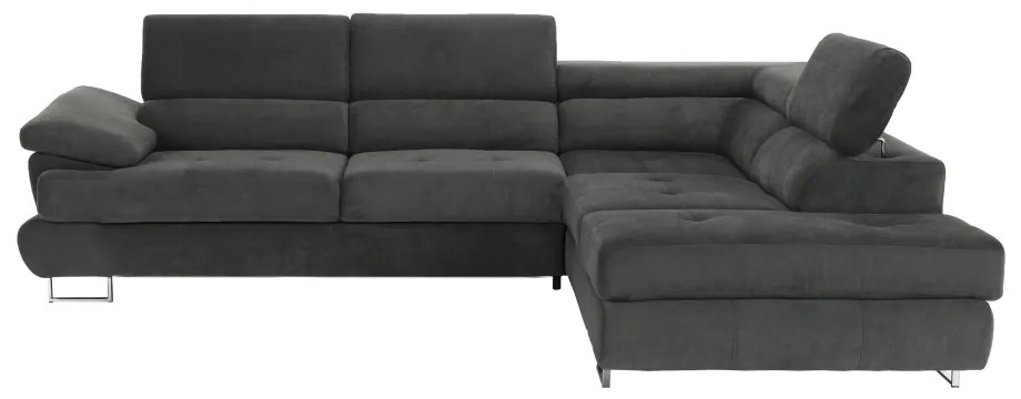 Colţar, piele ecologică gri-maro, model dreapta, BUTON P