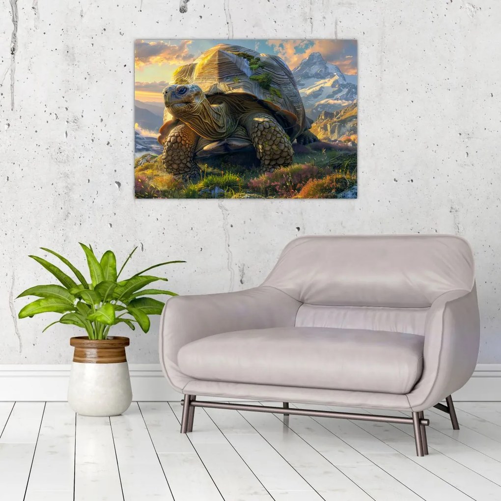 Tablou - Țestoasă și peisaj montan (70x50 cm)