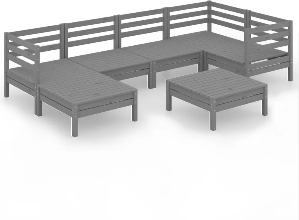 vidaXL Set mobilier de grădină, 7 piese, gri, lemn masiv de pin