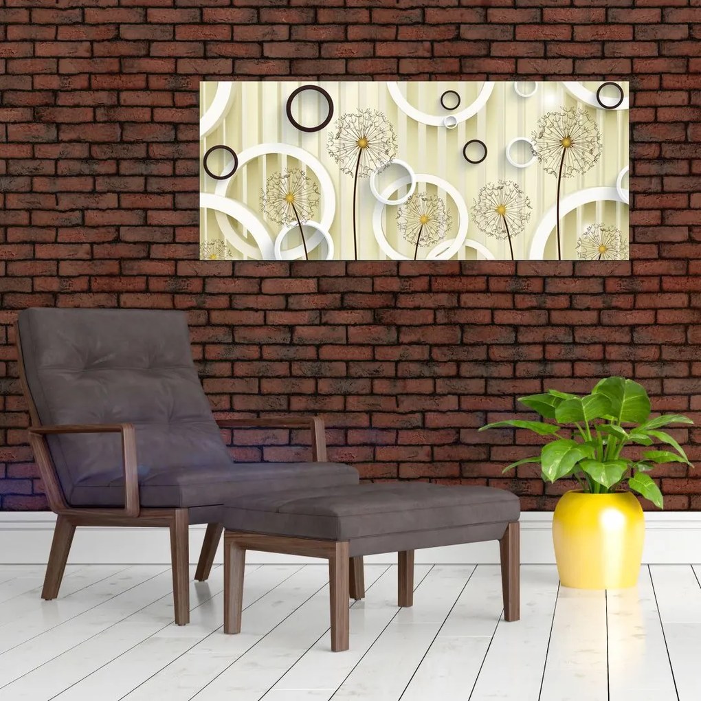 Tablou abstract a păpădiei (120x50 cm)