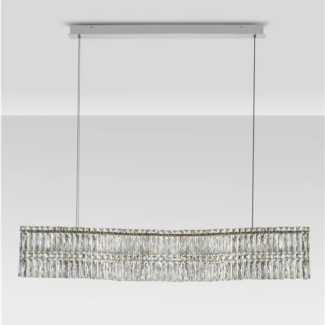 Lustra suspendata LED crom, cristale sticla NUVIA 120cm