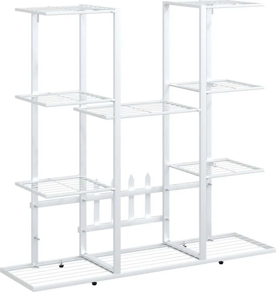 vidaXL Suport pentru flori, 94,5x25x89 cm, alb, fier