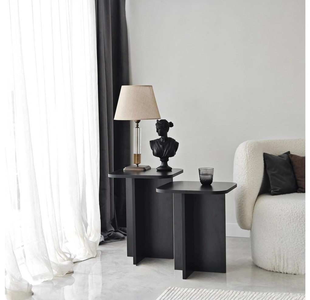 Set 2buc. măsuțe laterale Diveta (negru) . 1094794