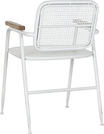 Scaun vintage din metal perforat, finisaj alb antichizat, 51×56×78 cm, „Merej"