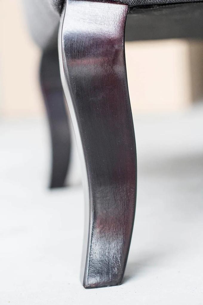 Taburet tapitat cu material si picioare de stejar ✔ model Pouf