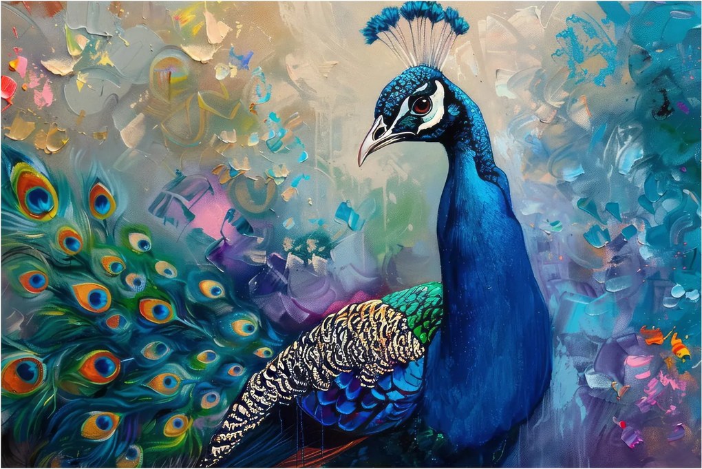 Tablou - Pictura de un păun (90x60 cm)