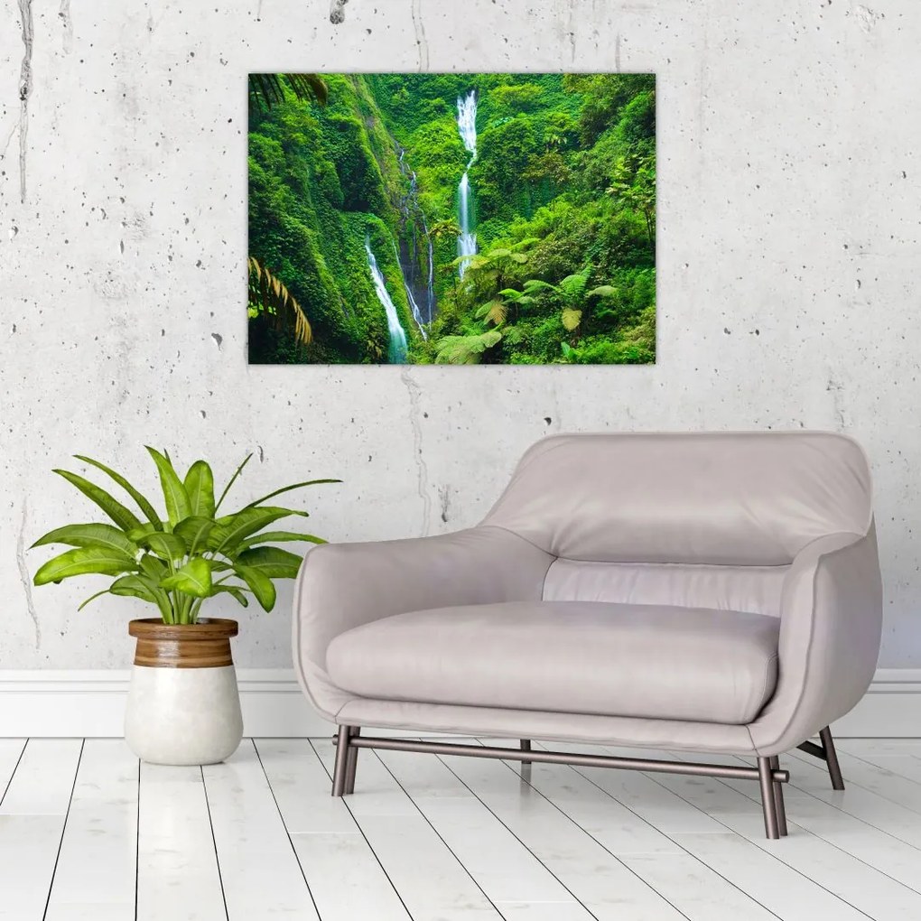 Tablou pe sticlă - Cascada Madakaripura, Java de Est, Indonezia (70x50 cm)
