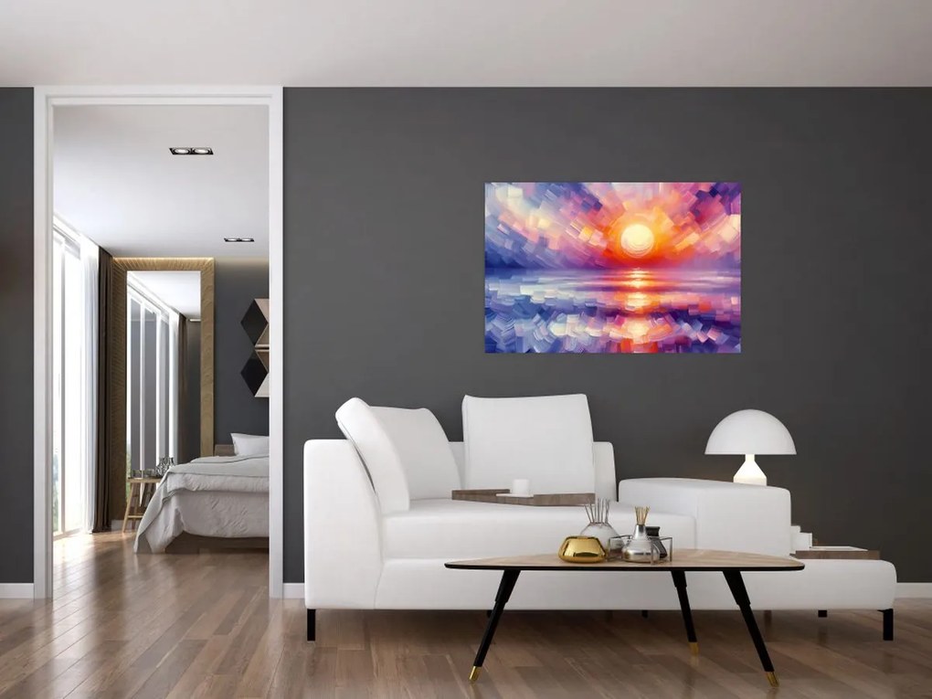 Tablou - Apus de soare artistic colorat (90x60 cm)