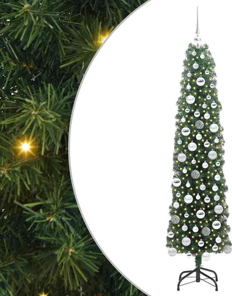 vidaXL Brad de Crăciun artificial Verde 180 cm PVC și oțel și plastic