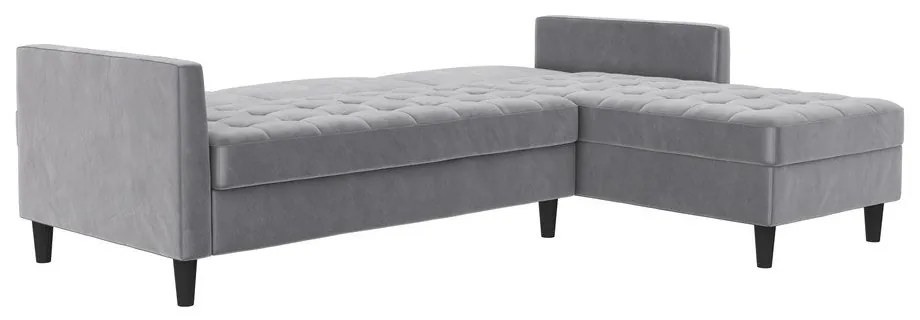 Colțar gri deschis cu tapițerie din catifea Presley – Støraa