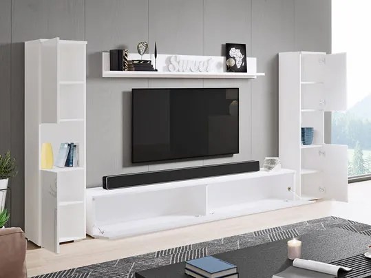 Mobilier living Nova XL (Stejar wotan + Alb lucios) (fără iluminat). 1060055