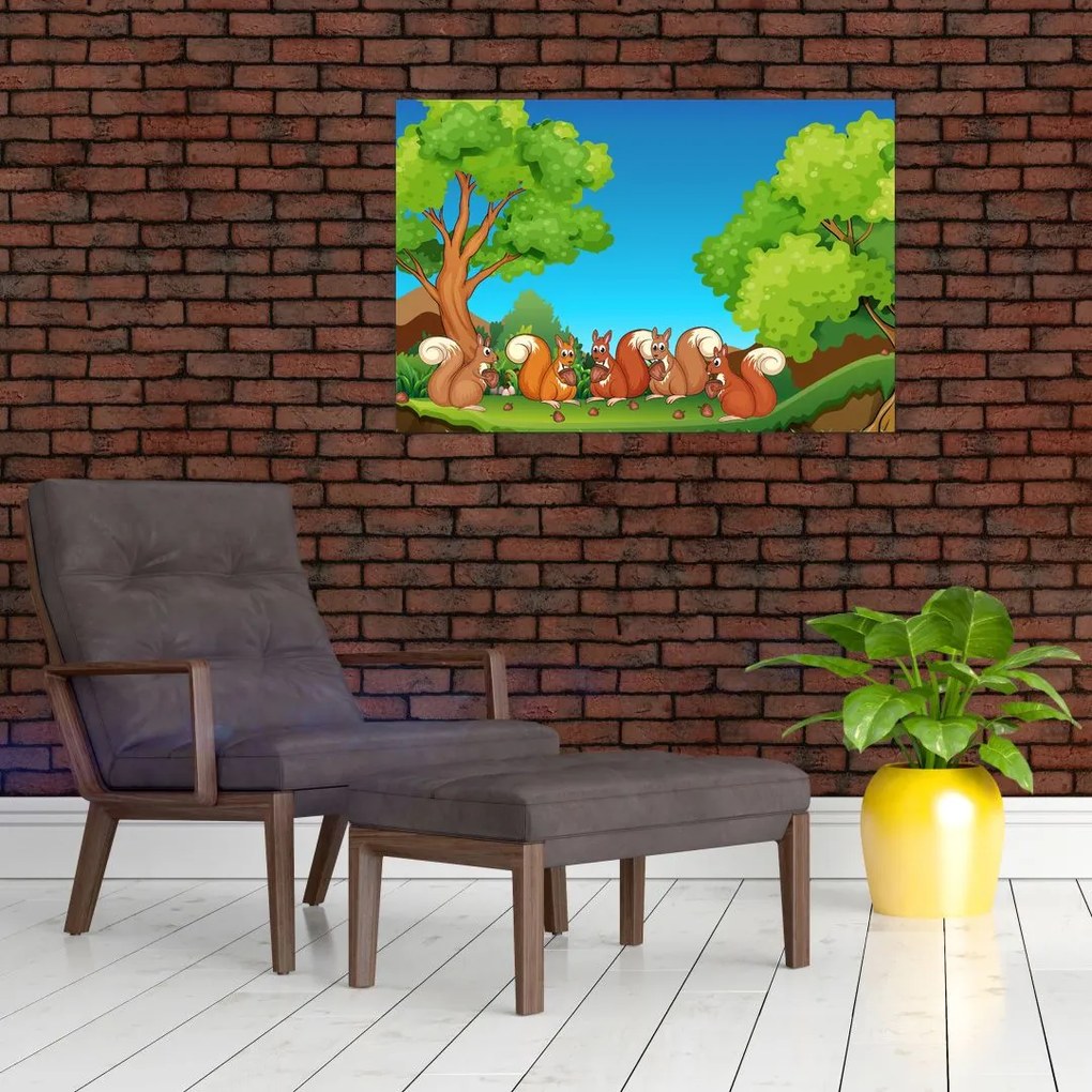 Tablou - Veverițe vesele (90x60 cm)