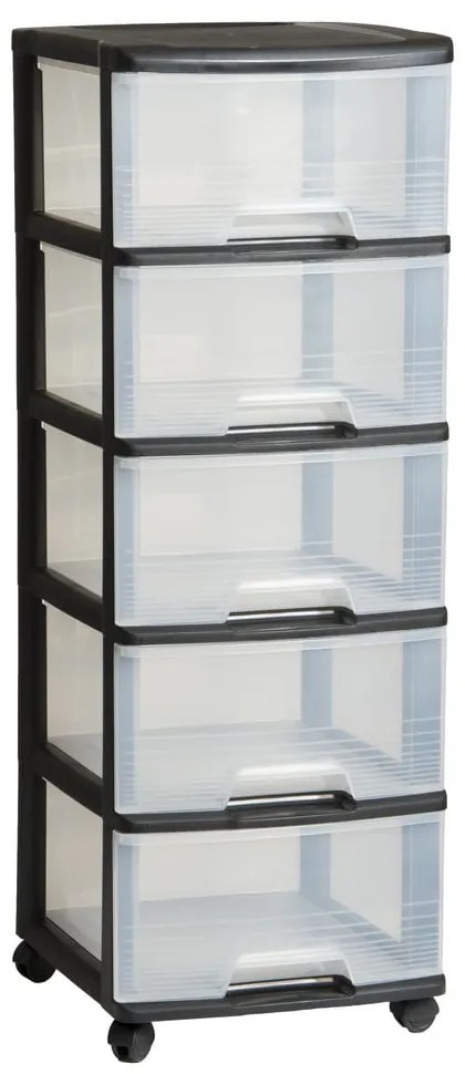 Etajeră pe roți neagră/transparentă din plastic 37x100 cm – Curver