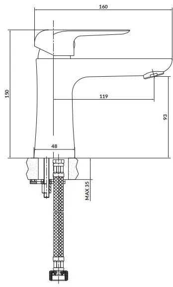 Baterie de lavoar Cersanit S951-359 CITY 15 cm crom lucios