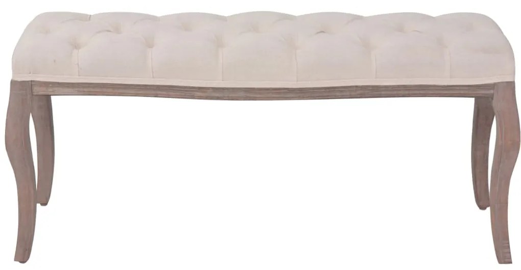 245359 vidaXL Bancă, alb crem, 110x38x48 cm, pânză și lemn masiv