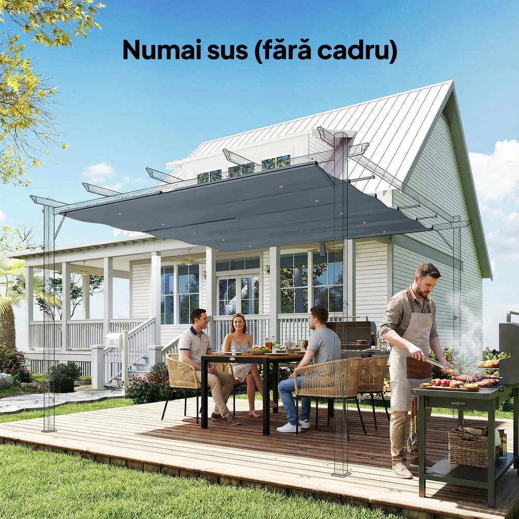 Outsunny Copertină pentru Pergolă cu 10 Orificii de Drenaj, Tavan de Rezervă în Poliester Respirabil, Doar Acoperire, 288x298 cm, UV30+, pentru Pergola Grădină 3x3m, Gri Închis | Aosom Romania