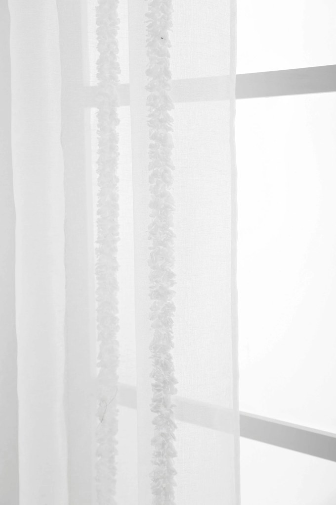 Draperie alba TASMA cu model 140x250 cm Agatat: Inele metalice