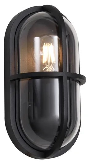 Lampă de perete de exterior neagră ovală IP65 - Target